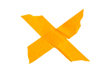 Orange adhesive sticky paper masking tape cut out design element, cross shape x