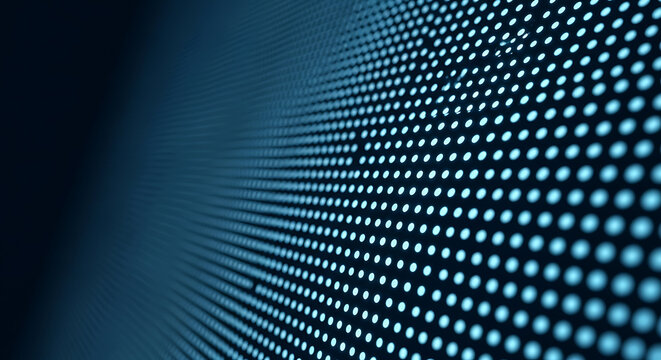 Close up of a digital screen with glowing blue dots forming a pattern