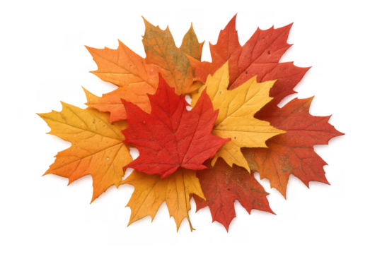 Autumn maple leaves creating a vibrant fall color display, natural foliage changing for seasonal graphic element