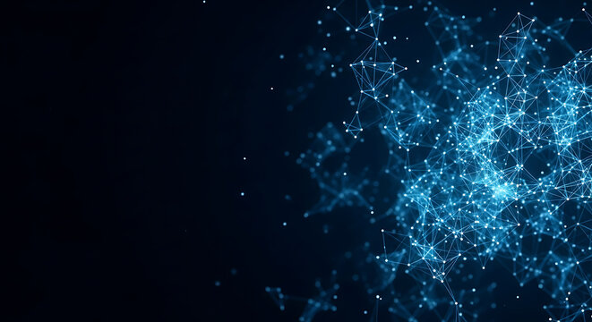 Abstract blue digital network connections on dark background