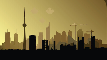 Futuristic canadian cityscape banner with advanced architecture and vibrant colors