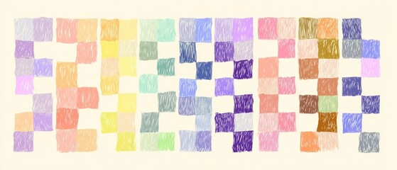 Colorful checkerboard pattern of shaded squares.