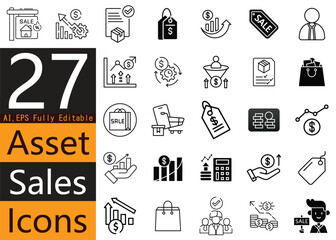 Colorful Professional Asset Sales Vector Graphics Set for Commercial Use