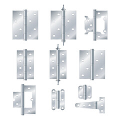Metal Door Hinges Vector Illustration
