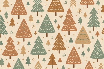 Whimsical trees festive pattern background