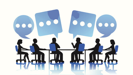 Diverse group of people in a modern office environment showcasing collaboration and a professional atmosphere with a blue color scheme