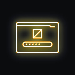 Bright yellow neon website loading icon glowing on black background
