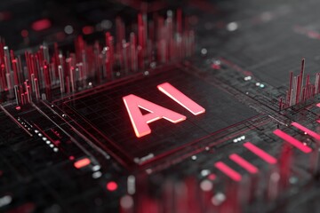 Innovative AI technology showcased on a futuristic circuit board with red highlights