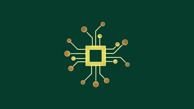 Animated schematic visualization of circuit board technology on green screen
