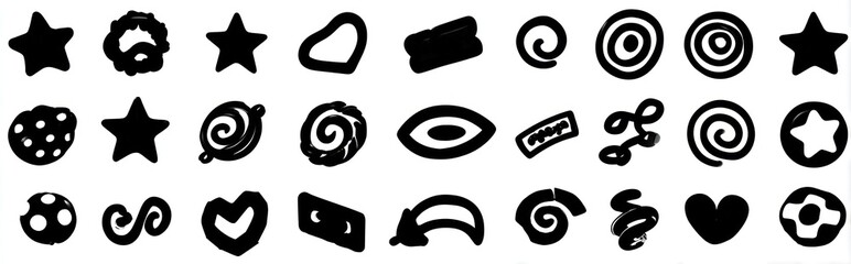 Collection of simple, black shapes.