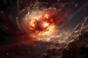 explosion is projected into the middle of space