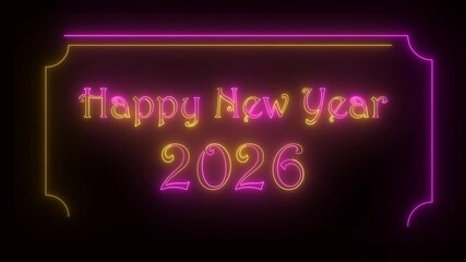 glowing neon sign happy new year 2026