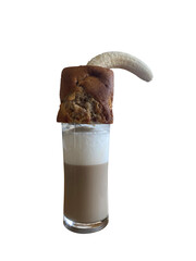Banana bread on drink food combination still life isolated