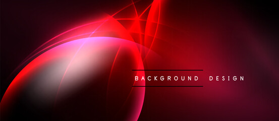 Abstract red design. Smooth curves, bright lines create dynamic visual effect. Dark background emphasizes vibrant colors, modern aesthetic.
