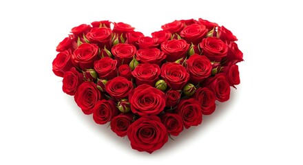 Red roses arranged in heart shape