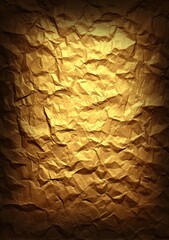 Textured gold paper background with crumpled folds.