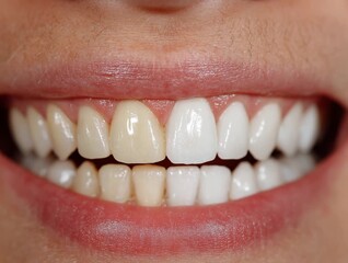 Before and after teeth whitening transformation showing bright, healthy smile in a close-up view