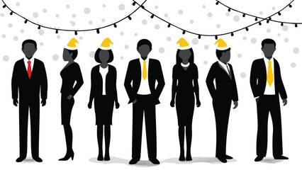 Diverse business team celebrating christmas together sharing joy and festive spirit in a professional office setting with holiday decorations