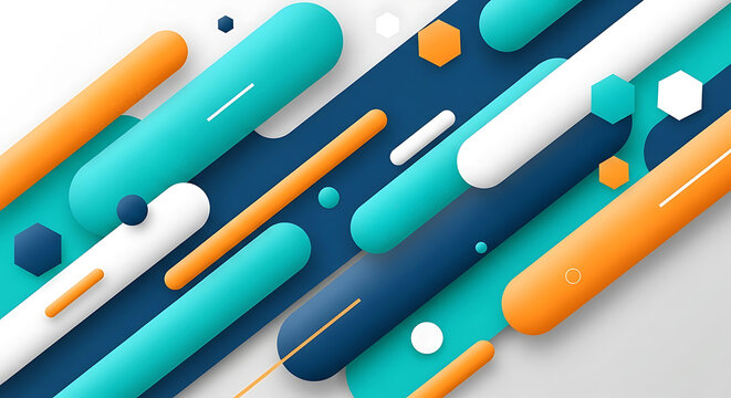 Abstract geometric shapes with rounded edges in vibrant colors - Powered by Adobe