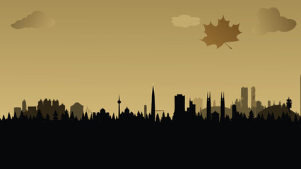 Vibrant panoramic illustration of a modern expanding metropolis with diverse architecture and cityscapes showcasing urban growth and development