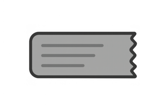 Ticket stub icon representing booking, voucher, event entrance, coupon deals, or boarding pass digital symbol on transparent background - Powered by Adobe