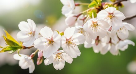 Obraz premium Cherry blossoms on branch springtime flowers