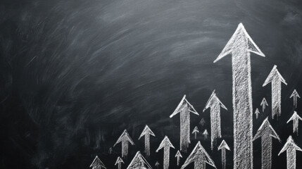 Chalkboard arrows upward growth increase success progress motivation vision inspiration education strategy planning goal achievement improvement