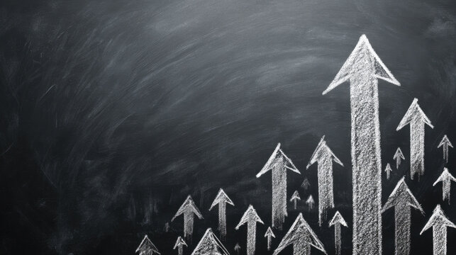 Chalkboard arrows upward growth increase success progress motivation vision inspiration education strategy planning goal achievement improvement