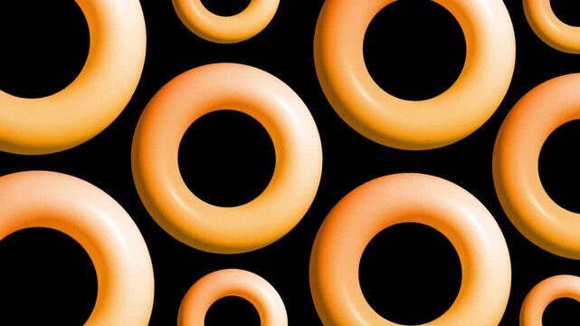 Repeating golden donut pattern forming bold seamless futuristic abstract background