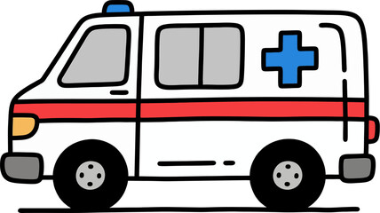Fototapeta premium Modern Cartoon Ambulance Van Perspective Vector