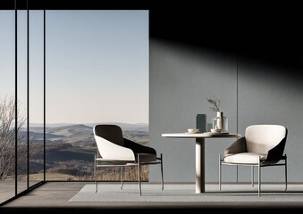 Modern interior design with panoramic views.