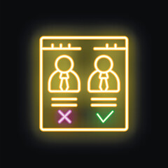 Neon icon of a voting page showing two candidates with one selected