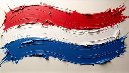 The Dutch flag painted with colors.
