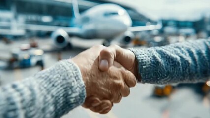 Business agreement made at the airport before departure for international travel and collaboration