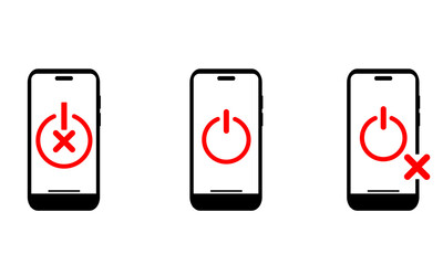 Set Of Phone With Off Sign, Simple Icon Vector Design, best used for presentation, application, web and banner