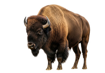 Majestic american bison standing proudly isolated on white background
