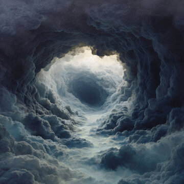 A swirling vortex of mist and steam leading into nothingness dcbef fef gigapixel standard v x, cloud tunnel, misty tunnel, spiraling cloud