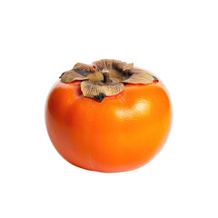 Ripe Orange Persimmon Fruit Isolated on Black Background with Soft Highlights and Stem Detail Natural Whole Food Object Healthy Autumn Harvest