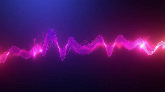 Dynamic glowing magenta waveform visualizer for music production or data representation - Powered by Adobe