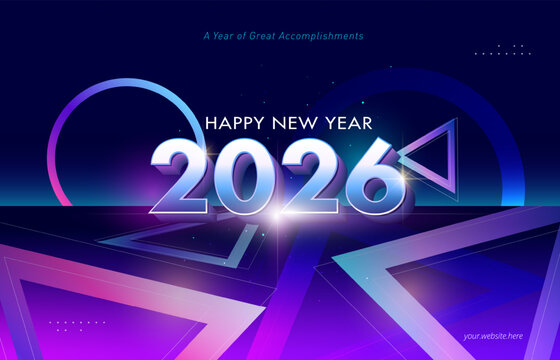 Futuristic geometric style new year 2026 concept design. Vector holiday template for greeting card, banner, party, web. - Powered by Adobe