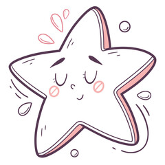 Cute Star Character with Closed Eyes and Pink Cheeks cartoon kawaii
