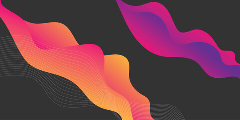 Modern Abstract Background with Fluid Liquid Wave Element and Red Orange Purple Gradient Color