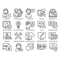 Tech support icon set vector
