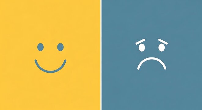Happy and Sad Faces Representing Emotions and Feelings.