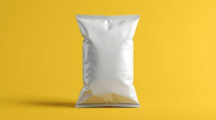 chips, snacks, candy , A white empty snack bag for food packaging , Blank white food pouch