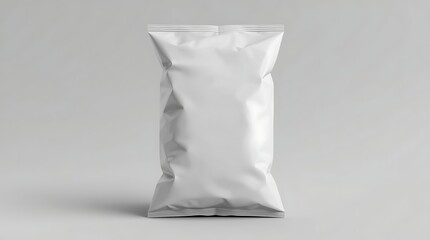 chips, snacks, candy , A white empty snack bag for food packaging , Blank white food pouch