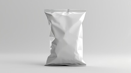 chips, snacks, candy , A white empty snack bag for food packaging , Blank white food pouch