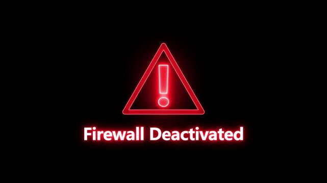 Firewall deactivated alert Icon with binary code background. Attention grabbing icon highlights the importance of digital safety in today's interconnected world.