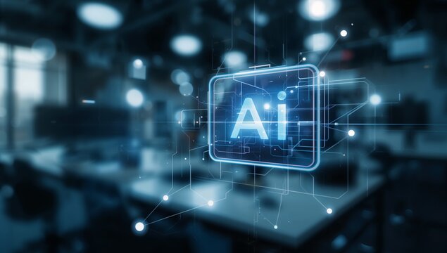 Modern AI technology with glowing network connections for innovation and digital transformation in business, futuristic concept, automation solutions