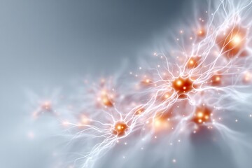 Naklejka premium Neural Network: Capturing the intricate beauty of the biological network, a stunning visual of interconnected neurons firing, symbolizing intelligence and information processing.